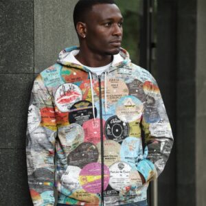 Throwback Collage Zip Up Hoodie With Pocket
